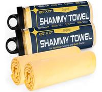 Champion Chamois Premium Synthetic Drying Chamois Cloth for Car | Ultra Absorbent, Scratch Free, Washable Shammy | 26" x 17" (2 Chamois, Natural)