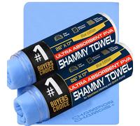 Champion Chamois Premium Synthetic Drying Chamois Cloth for Car | Ultra Absorbent, Scratch Free, Washable Shammy | 26" x 17" (2 Chamois, Blue)