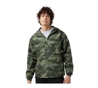 Champion CO200 Men's Hooded Packable Quarter-Zip Jacket, Lightweight Wind & Water-Resistant Pullover with Adjustable Hood, Olive Green Camo, S