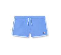 Champion Girl's Legacy Icons G-Contrast Logo Soft Cotton 1x1 Rib Shorts, Jeans/Light Blue, 9-10 Years