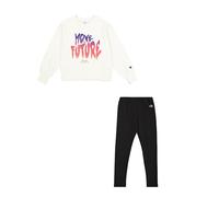Champion Girl's Legacy Script Shop G (405043) -Ultra-Light Soft Compact Powerblend Fleece Crewneck & Leggings Suit, Pink (WW003), 13-14 Years