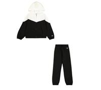 Champion Girl's Legacy Script Shop G (405046) - Ultra-light Soft Compact Powerblend Fleece Color Block Hooded tracksuit, Nero/Marshmallow (NBK/STR),
