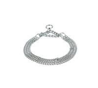 Champion-L&J Pets UK Chain Dog Collar Strong Chrome 2 & 3 Rows Slip Semi-Check Strong Half Check Dog Choker Chain Training Collar (3 Rows, 55cm (21.5in))