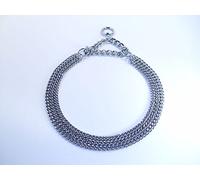 Champion-L&J Pets UK Chain Dog Collar Strong Chrome 2 & 3 Rows Slip Semi-Check Strong Half Check Dog Choker Chain Training Collar (3 Rows, 40cm (15.5in))