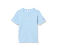 Champion Legacy Icons G - Soft Cotton 1x1 Rib Slim S/S Crewneck T-Shirt, Light Blue, 9-10 Years Girls and Girls SS24, Sky Blue, 9-10 Years