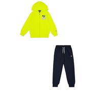 Champion Legacy Play With Graphics B (306913) - Ultra-light Soft Compact Powerblend Fleece Hooded Tracksuit, Multi-Colour Sulfur Yellow/Navy Blue (ALO/NNY), 9-10 years (M) Boys FW24