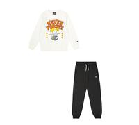 Champion Legacy Play With Graphics B (306914) - Ultra-light Soft Compact Powerblend Fleece Crewneck Tracksuit, Multicolour Marshmallow/Dark Gray (STR/CHR), 7-8 years (S) Boys FW24