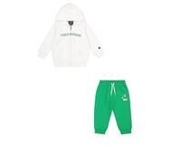 Champion Legacy Play With Graphics TD (306915) - Ultra-light Powerblend Fleece Hooded Suit, Multi-Colour White/Light Green (WHT/CGL), 12 months (80) Boys FW24