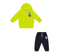 Champion Legacy Play With Graphics TD (306915) - Ultra-light Powerblend Fleece Hooded Suit, Multi-Colour Sulfur Yellow/Navy Blue (ALO/NNY), 12 months (80) Boys FW24