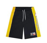 Champion Children and Young People Legacy Retro Sport B-Soft Mesh Bermuda Shorts, Navy/Yellow, 9-10 Years