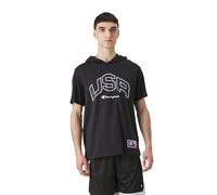 Champion Men's Legacy Retro Sport-USA Hooded S/L T-Shirt, Black, M