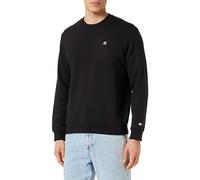 Champion Men’s Crewneck Sweatshirt, powerblend plush fleece, with embroidered logo, relax fit, warm and comfortable Black