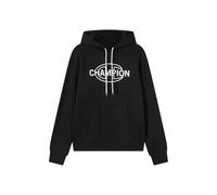 Champion Men’s Fleece Hoodie with round contrast drawcord, front kangaroo pocket, Contrast graphic, Adjustable hood with drawcord, Graphic Shop line Black