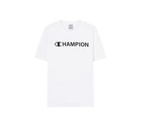 Champion Men’s Graphic T-Shirt, Pure Cotton Jersey, Breathable, Ideal for Warm Weather, with Printed Logo, 100% Cotton White