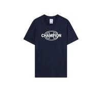 Champion Men’s Graphic T-Shirt, Pure Cotton Jersey, Breathable, Ideal for Warm Weather, with Printed Logo, 100% Cotton Blue