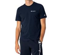 Champion Men's American Classics Small Script Logo S-S Short Sleeve T-Shirt, Navy Blue, S
