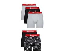 Champion Men's Athletic Stretch Boxer Briefs, Lightweight Stretch, Moisture-Wicking, No Ride-Up Fit Underwear, 5-Pack, Black/Grey-5 Pack