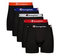Champion Men's Boxer Briefs, Every Day Comfort Stretch Cotton Moisture-Wicking Underwear, Multi-Pack, Black-5 Pack, M (Pack of 5)