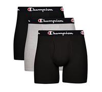 Champion Men's Boxer Briefs, Every Day Comfort Stretch Cotton Moisture-Wicking Underwear, Multi-Pack, Black/Black/Oxford Grey Heather-3 Pack, S (Pack of 3)