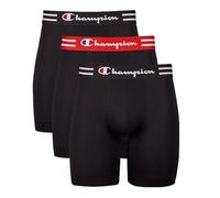 Champion Men's Boxer Briefs, Performance Stretch, Moisture-Wicking, Long Leg, Black 3-Pack, M