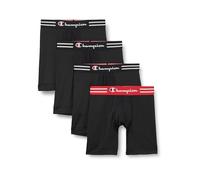 Champion Men's Boxer Briefs, Performance Stretch, Moisture Wicking, Multi-Pack, Long Leg-Black-4 Pack, M (Pack of 4)