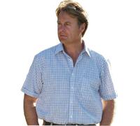 Mens Champion Tattersall Country Style Casual Short Sleeved Shirt Blue 3XL