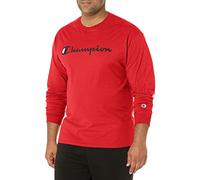 Champion Men's Classic Jersey Long Sleeve Graphic T-Shirt, Scarlet Script, XL