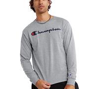 Champion Men'S Tshirt, Classic Long Sleeve Tshirt Comfortable, Soft T-Shirt For Men Reg. Or Big & Tall, Oxford Gray Script, XXL Big