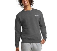 Champion Men's Crewneck, Powerblend Fleece, Hoodie Sweatshirt Logo (Reg. Or Big & Tall), Granite Heather Small Script, L