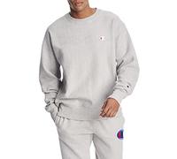 Champion Men's Crewneck, Reverse Weave, Heavyweight Fleece Sweatshirt, Oxford Gray Left Chest C, S