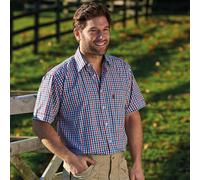 Champion Men's Doncaster Short Sleeve Check Shirt - Blue, Size Large