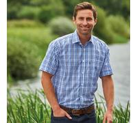 Champion Men's Doncaster Short Sleeve Check Shirt - Light Blue, Size Medium