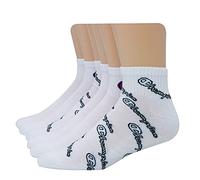 Champion mens Double Dry Moisture Wicking Champion Logo 6 Or 12 Pack Ankle Socks, White With All Over Script - 6 Pack, 6-12