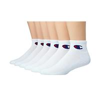 Champion Men's Double Dry Moisture Wicking Champion Logo 6-pack Ankle Casual Sock, White (6 Pack), M UK