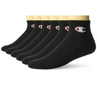 Champion Men's Double Dry Moisture Wicking Logo 6-Pack Ankle Socks, black, Shoe Size: 6-12