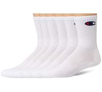 Champion Men's Double Dry Moisture Wicking Logo 6-Pack Crew Socks Casual, White, Large (Pack of 6)