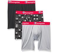 Champion Men's Everyday Active Lightweight Stretch Variety Boxer Briefs-3 Pack, New Ebony/New Ebony with C Logo Print/Silverstone, M (Pack of 3)