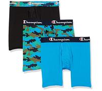 Champion Men's Underwear Boxer Briefs, Total Support Pouch, Assorted Multi-Pack, Blue Camo Print/Balboa Blue/Navy-3 Pack, M (Pack of 3)