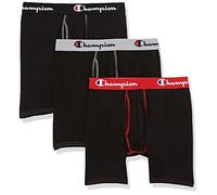 Champion Men's Underwear Boxer Briefs, Total Support Pouch, Cotton Stretch, Multi-Pack, Black-3 Pack, M (Pack of 3)