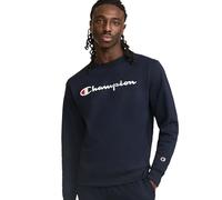 Champion Men's Graphic Powerblend Fleece Crew Sweatshirt, Navy Script, Medium