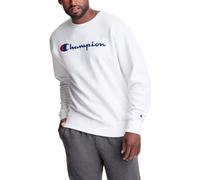 Champion Men's Graphic Powerblend Fleece Crew Sweatshirt, White, Large