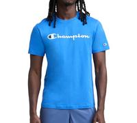 Champion Men's Graphic Short Sleeve T-Shirt, Standard Fit, Classic Script Logo, Midweight 100% Cotton, Nebulas Blue - Classic Script Logo, Large