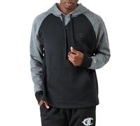 Champion Men's Hoodie, Powerblend, Fleece Comfortable Hoodie, Sweatshirt for Men (Reg. Or Big & Tall), Black/Black/Manhattan Mist C Logo, M