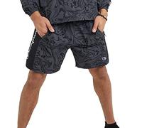 Champion Men's Hybrid, Lightweight Shorts, C Logo, 7", Liquid Marble Stealth/Black Waves Script, Medium