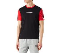 Champion Men's Legacy Division 1 Small Logo S/S T-Shirt, (Black/Red Intense), M