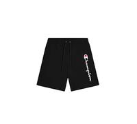 Champion Men's Legacy Icons Beachshorts-Crinkle Taslon Contrast Logo Bermuda Swim Trunks, Black, S