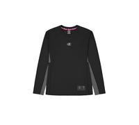 Champion Men's Legacy Modern Sport (220386) -Quick-Dry Polymesh (100gr) Vertical Back Logo Ls Crewneck Long Sleeve T-Shirt, Black (KK001), S