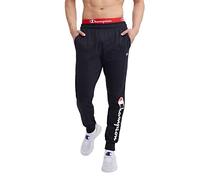 Champion Men's Joggers, Lightweight Lounge, Jersey Graphic Pants, 31" Sweatpants, Navy Script, XXL