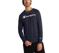 Champion Men's Long Sleeve, Comfortable, Soft T-Shirt (Reg. Or Big & Tall), Navy-Classic Script Logo, 3XL