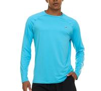 Champion Men's Long Sleeve Rash Guard, UPF 50+ Quick Dry Swim Shirt, Light Blue, L